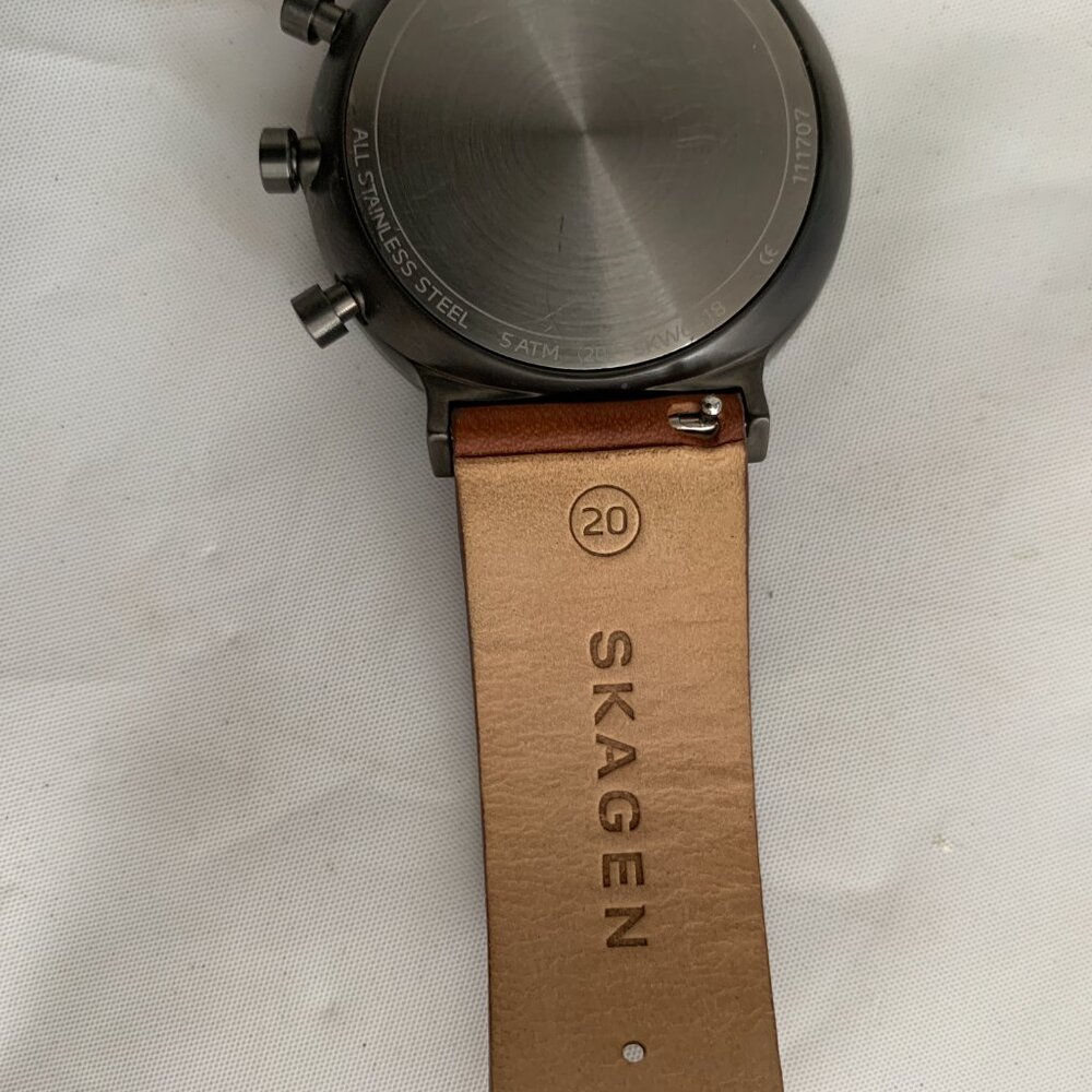 Men's Skagen Ancher Chronograph Brown Leather Strap Watch SKW6418 ⭐️ - Picture 12 of 14